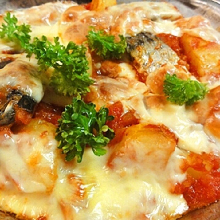 鯖とポテトのトマトチーズ焼き